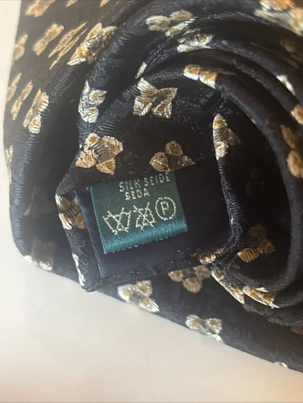 Vintage Papillon Bolgheri Made In Italy Silk Floral Jacquard Neck Tie